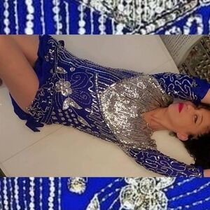 COBALT BASH-80s blue and silver gown